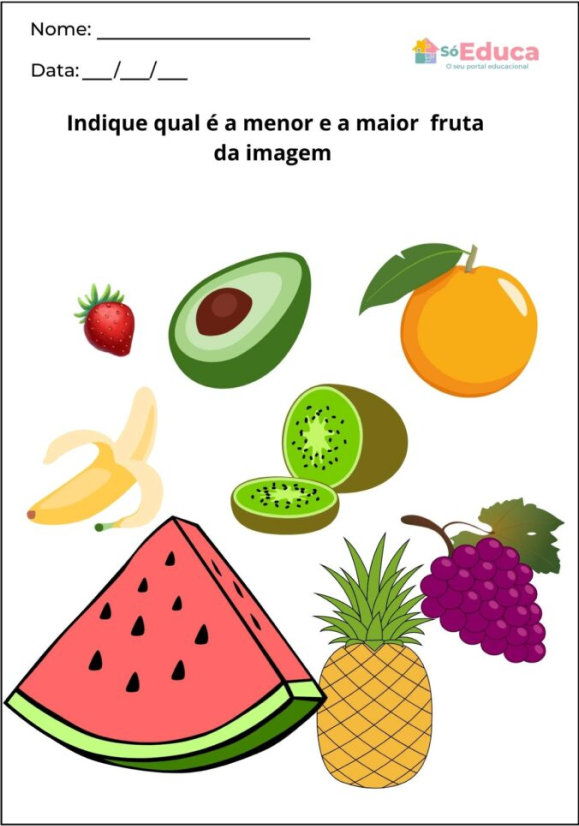 Imagem da atividade: tamanho das frutas